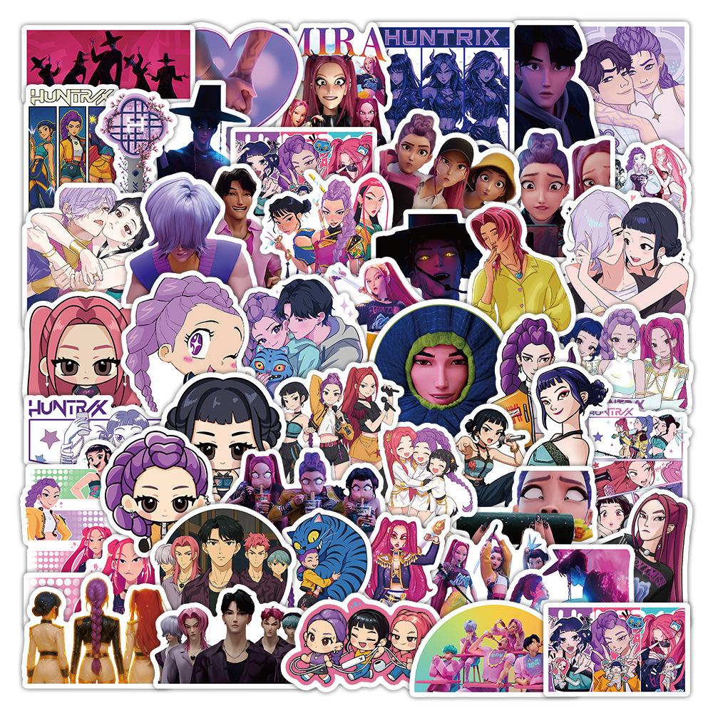 50 New Cross-border Kpop Demon Hunters Stickers for Personalized Graffiti Decoration of Mobile Phone Water Cups and Waterproof Stickers