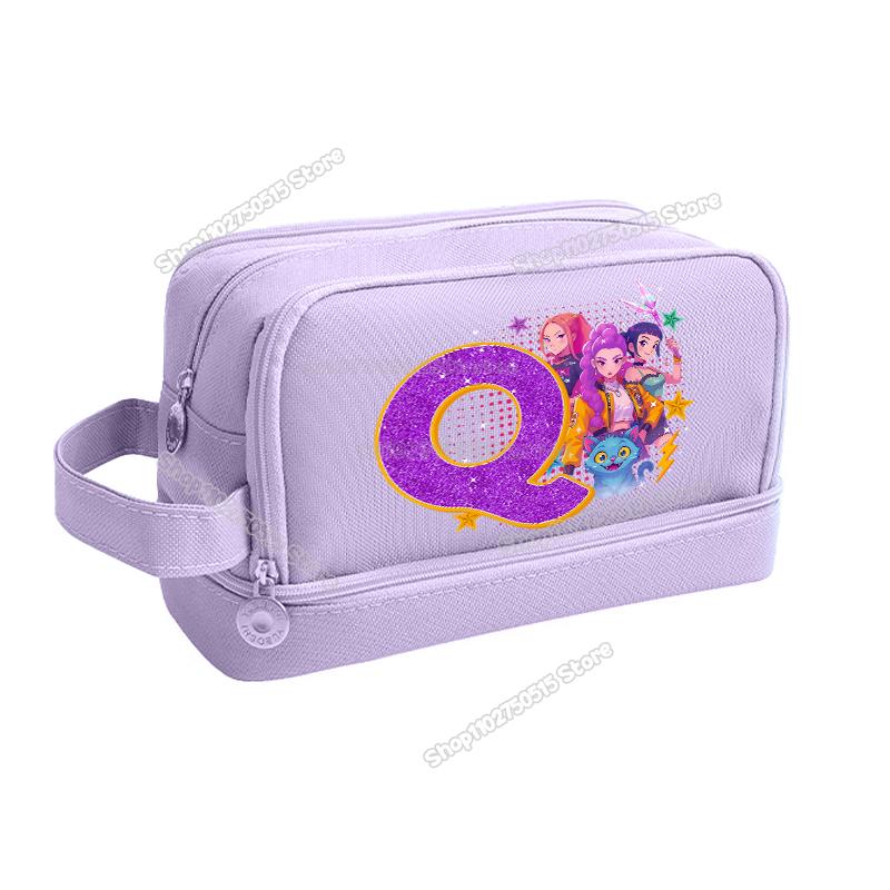Kpop Demon Hunters Letter A-Z Pencil Bag Rumi Mira Zoey Girl Student Pencil Case High-capacity Stationery Pouch School Supplies