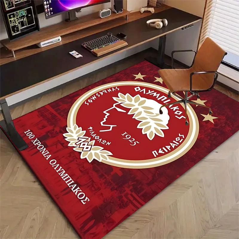 Olympiacos F.C Polyester Carpet, Soft Indoor Mat for Office Chair, Living Room, Computer Desk - Decorative Home Office Rug Design