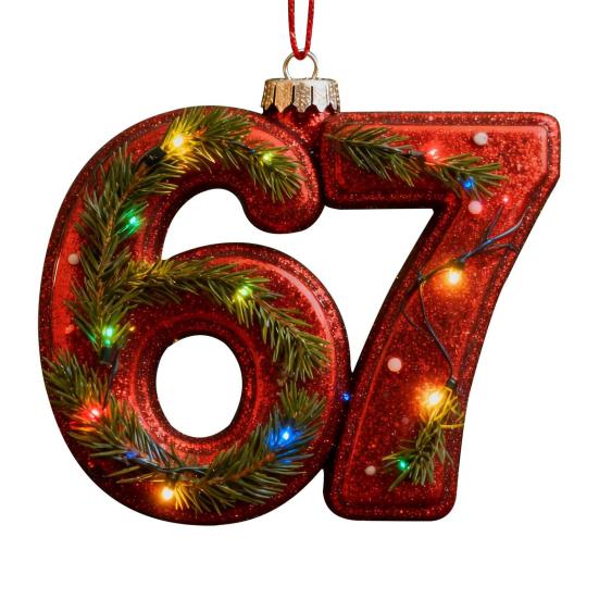 67 Christmas Ornament 2D Flat Funny Six Seven Meme Christmas Decoration Gifts for Teens Adults Humor Lovers