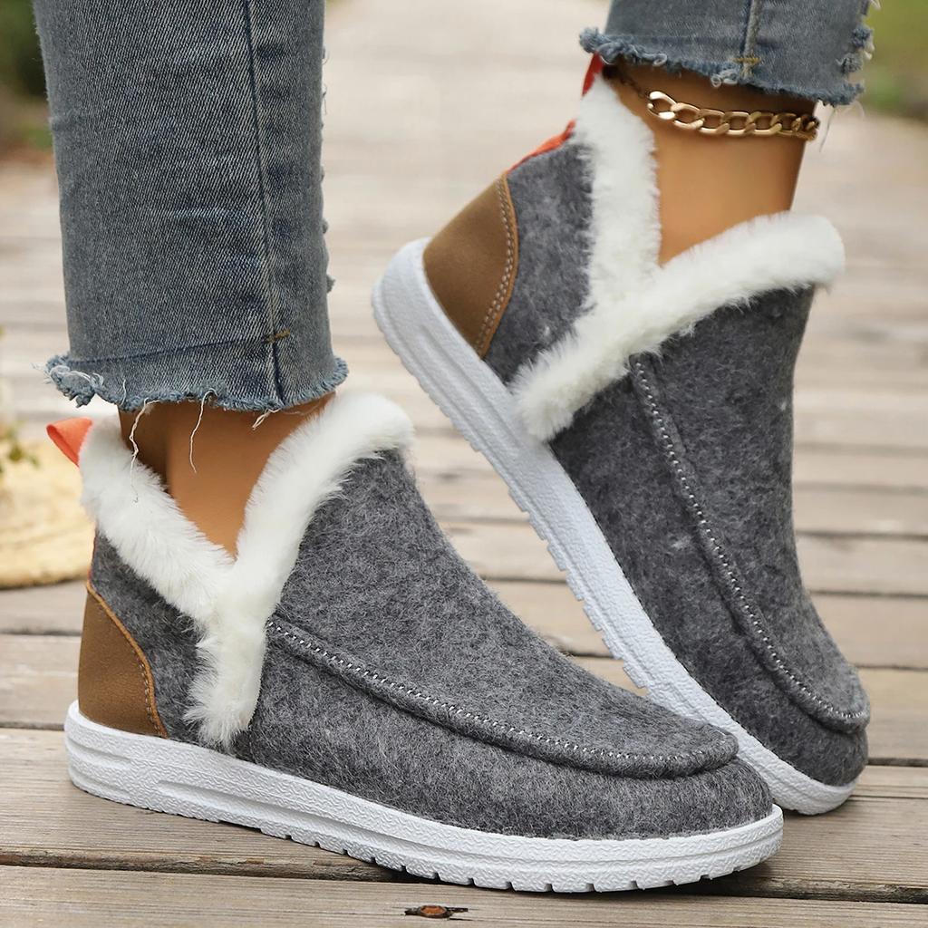 Fashion Women's Winter High-top Cotton Shoes Outdoor Non-slip Women Lightweight Ankle Snow Boots Round-toe Warm Short-tube Women's Shoes