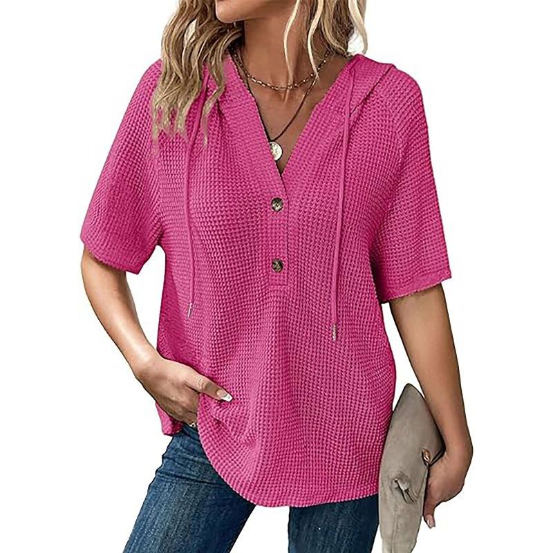 MGHR Women's Fashion Casual Summer Spring V-Neck Short Sleeve Blouses & Shirts