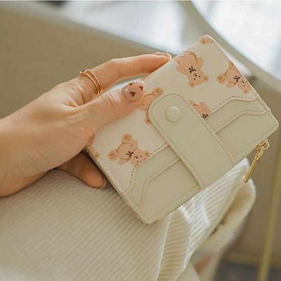 Женский кошелек-портмоне с короткой застежкой через границу - Многослотовый кошелек для монет и держатель для карт с принтом