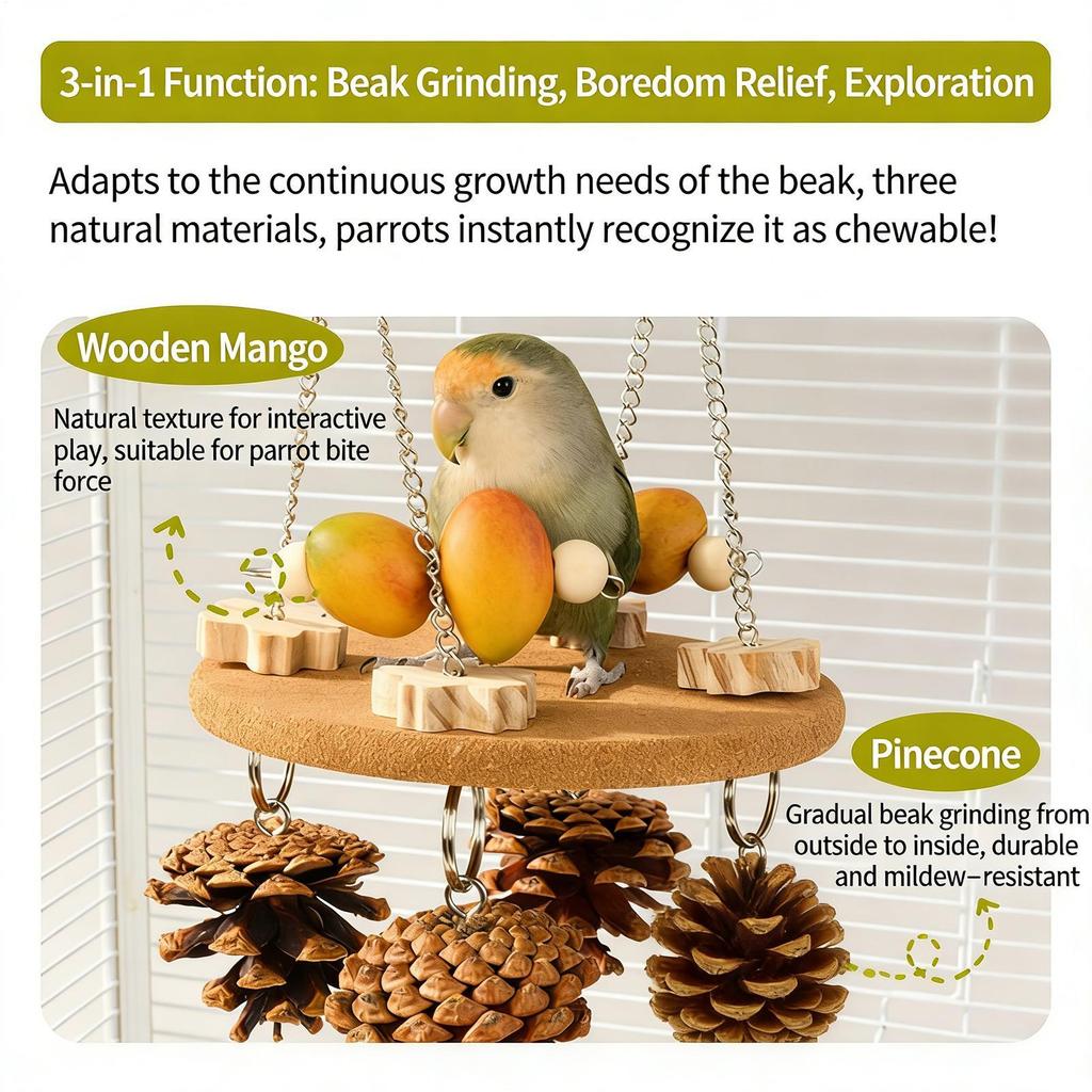 Cockatiel Toys Interactive Natural Funny Chew Swing Foraging Toys Bird Cage Accessories For Budgerigar Canary Conure Macaw