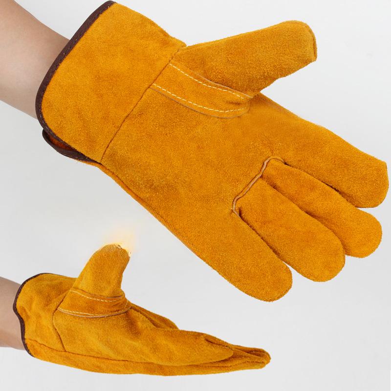 Длинные перчатки из воловьей кожи для электросварки, перчатки для сварки, теплоизоляции, защиты труда на сталелитейном заводе