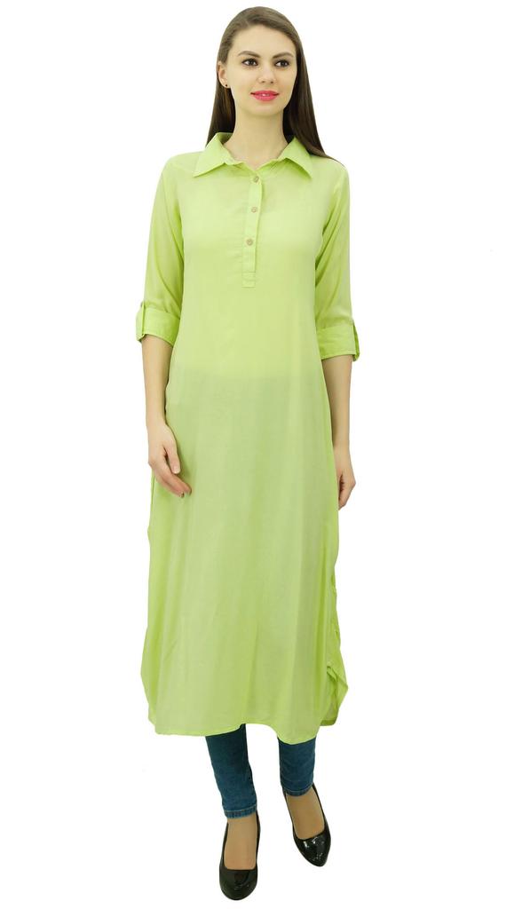 Phagun Индийская хлопковая смесь Курти Курта Повседневная одежда Воротник Туника Для