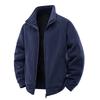 Men‘s Casual Outdoor Solid Color Skirt Zippered Fleece Jacket