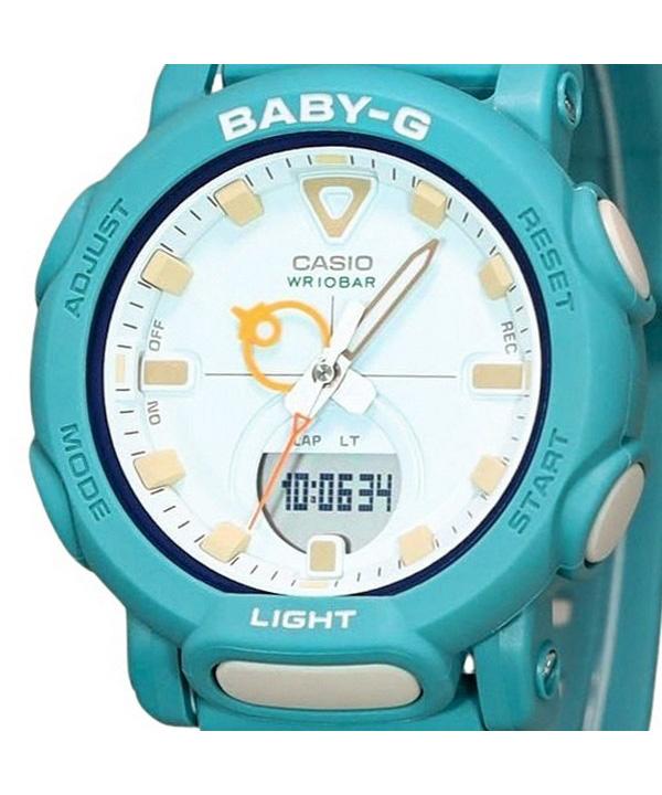 Casio Аналоговые цифровые женские часы Baby-G с ремешком из био-смолы, светло-зеленый циферблат, кварцевые BGA-310RP-3A, 100M