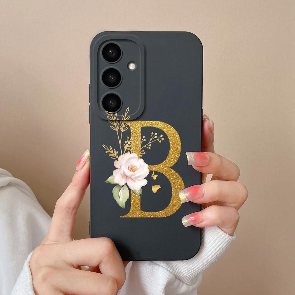 Flowers Letter Case For Samsung A05 A05S A16 S25 Plus S25Ultra A26 A56 F14 A36 Fashion Exquisite Pattern Soft Silicone Couples Covers For Samsung Capa