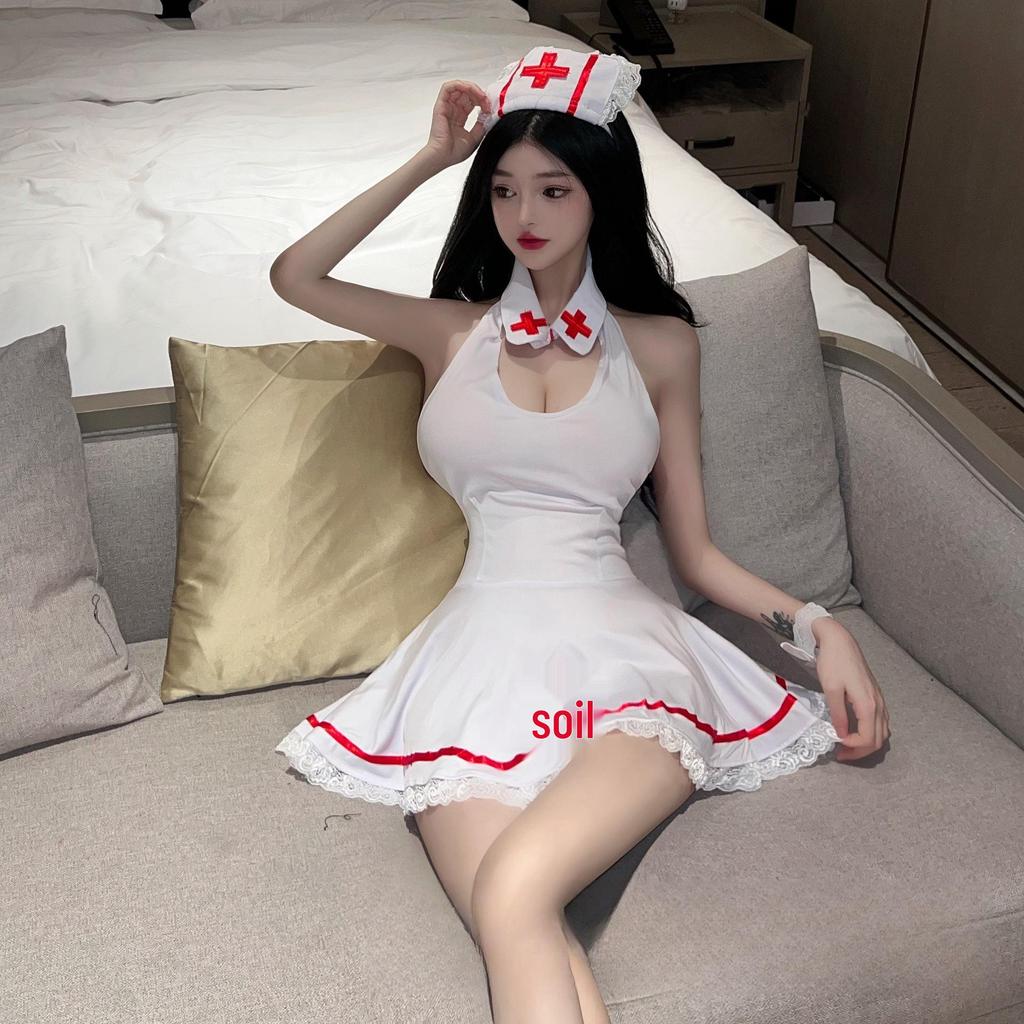 Seductive Japanese Cosplay Lingerie Set - Sexy Nurse Nightwear for Women