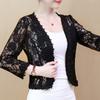 Summer Hollow Out Lace Cardigan Short Women Jacket Fashion Bead Black White Lace Jacket Cardigan Women J210