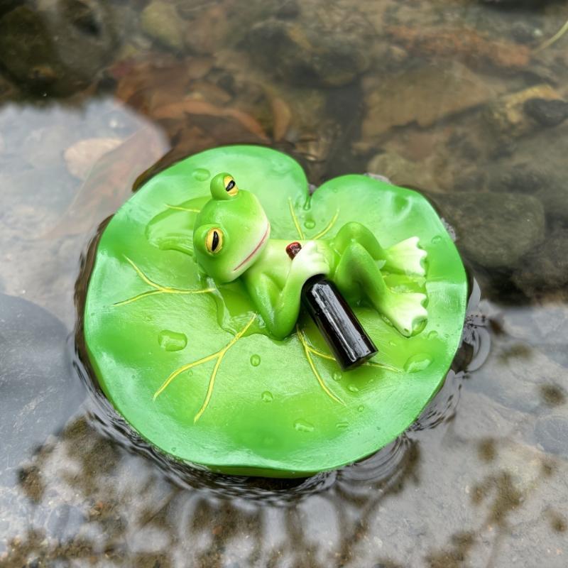 Плавающий декор лягушки для пруда, украшение лягушки, статуэтка, поделка для плавающего цветка лотоса, реквизит для украшения дома и сада, подарок