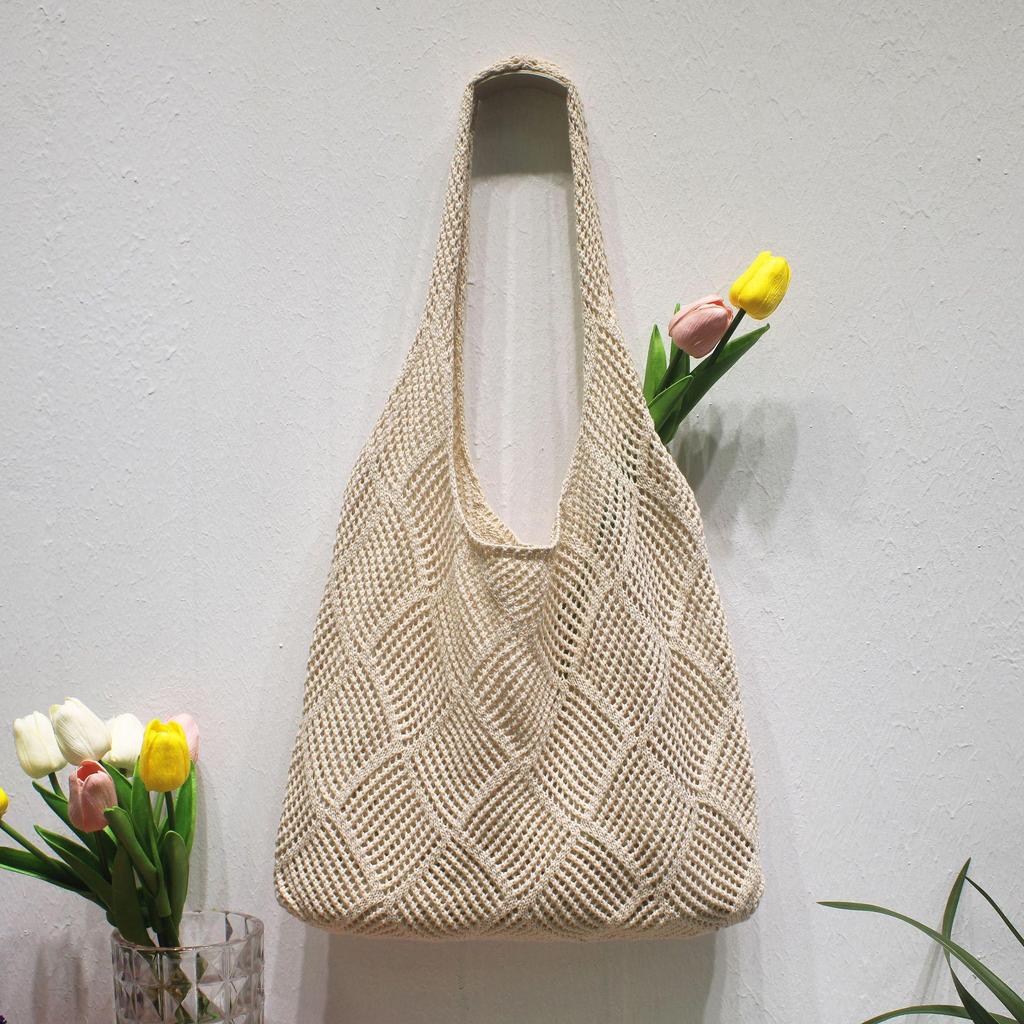 Легкие и эстетичные женские летние вязаные крючком сумки-тоут — идеально подходят для пляжа, шопинга и вечеринок