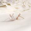 Серьги-пусеты в виде кролика Женская корейская версия Маленькие и милые украшения с кроличьими ушками, инкрустированные бриллиантами