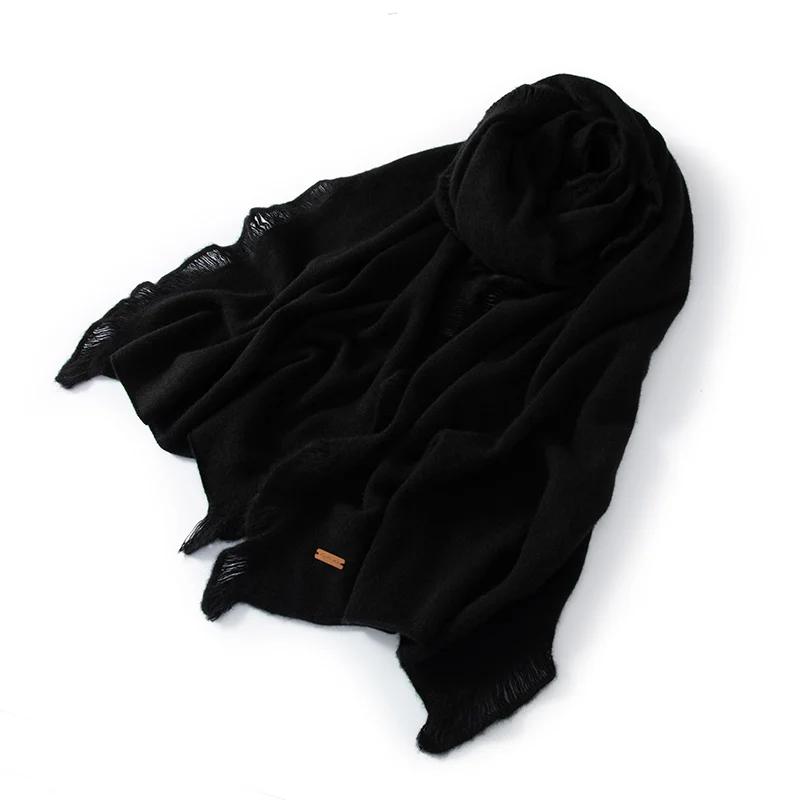 Женский шарф из 100% чистого кашемира с бахромой, зимний, теплый, мягкий, уютный, с кисточками, модный, повседневный, накидка, аксессуар для холодной погоды