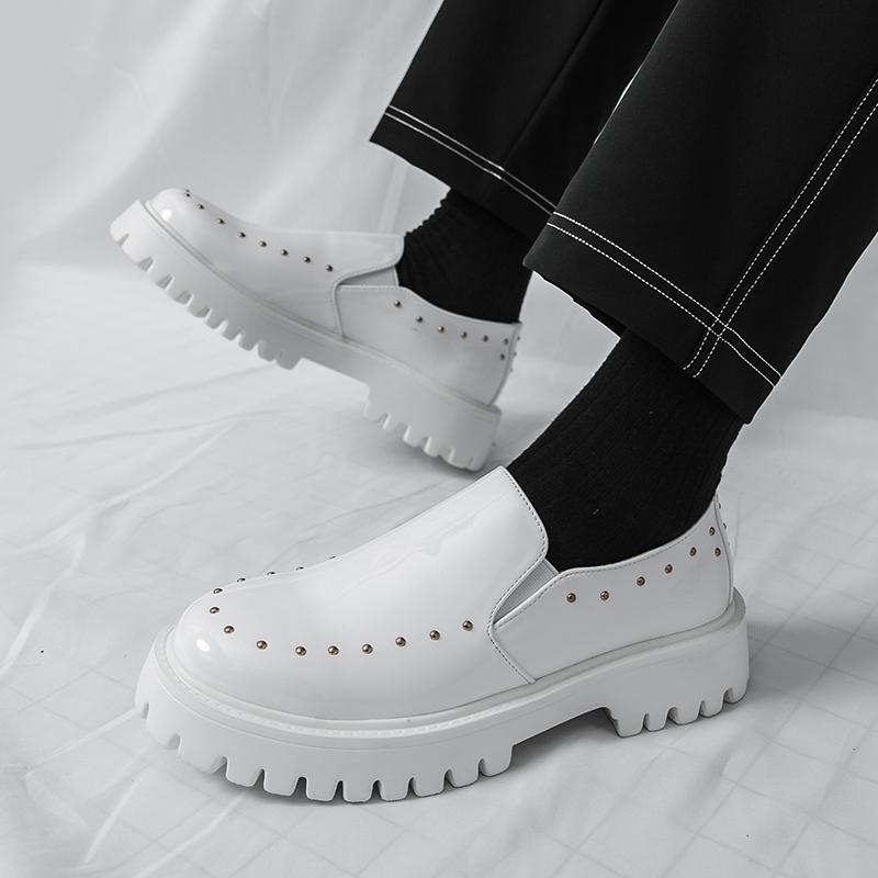 Модные мужские классические лоферы Черные Белые Европейские Американские Повседневные На толстой подошве Удобные Дышащие Модные Кожаные туфли Размер 38-46