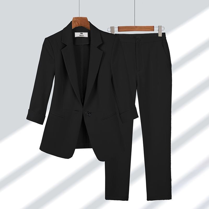 Women's Fashion Large Size Simple Solid Color Slim Fit Two-piece Suit