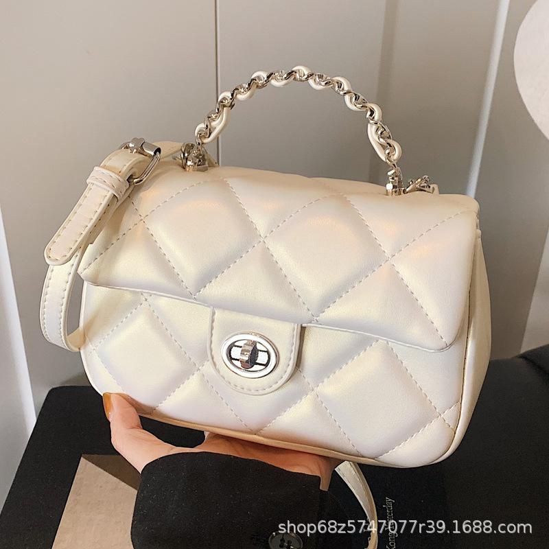 Fashion Lingge Handheld Small Bag Women's 2025 New High-end and Versatile Small Square Bag Niche One-shoulder Crossbody Bag Trend
