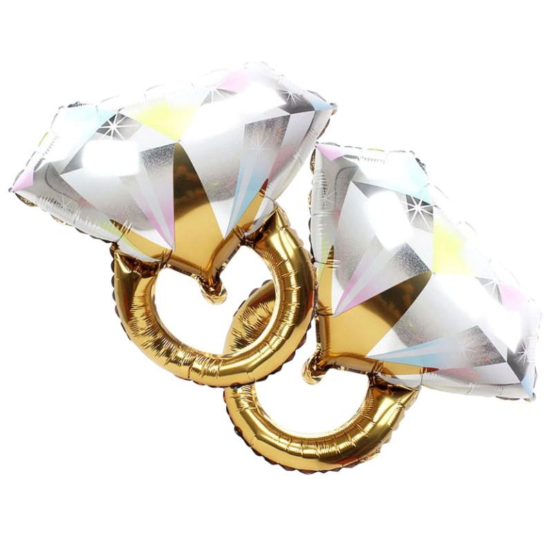 2pcs/set 24 Inch Large Gold Diamond Ring Foil Balloons Kit for Wedding Bridal Shower Engagement Party Decorations