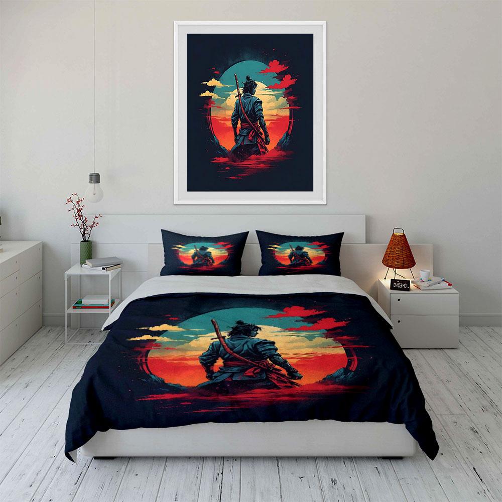 "Samurai's fiery horizon." Bedding sets Duvet covers Pillowcases(1* Duvet Cover 2* Pillowcases without duvet insert)