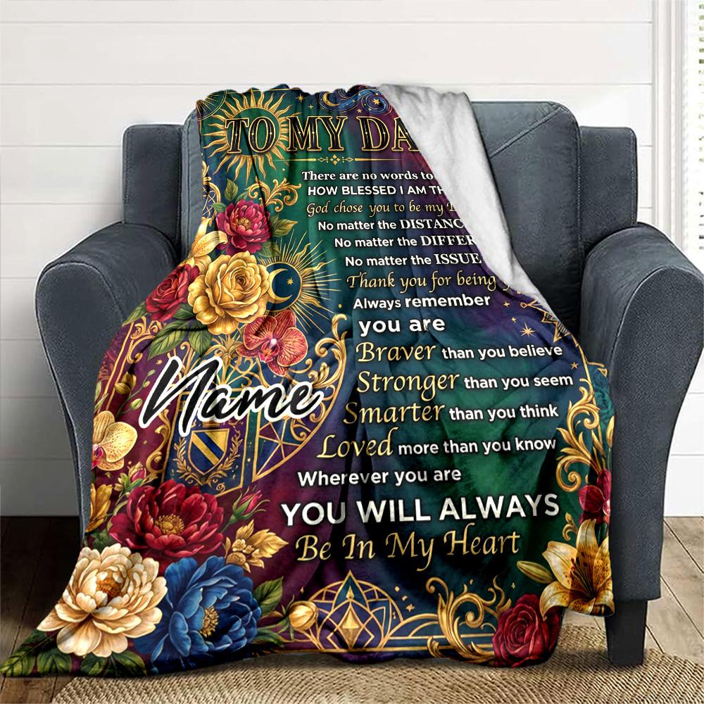 Love Father'S Day Always Blanket Hug Appreciation Themed Blanket Personalized Name Soft Warm And Versatile For Sofa Bed Office And Travel Machine