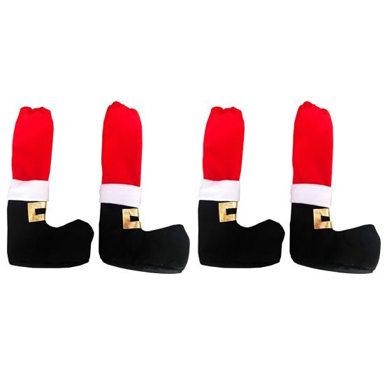 4/8 Pcs Christmas Chair Leg Covers Santa Claus Elf Boot Design Table Legs Socks Dining Chair Slipcover Furniture Feet Covers for Xmas Party
