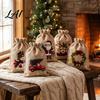 Christmas Gift Bags Drawstring Bags Small Treat Pouches Burlap Festive Prints for Reusable Holiday Candy