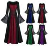 Women Courtly Dress Square Collar Tight Waist Flared Long Sleeve Pullover Gothic Style Vintage Dress Evening Party Women Palace Medieval