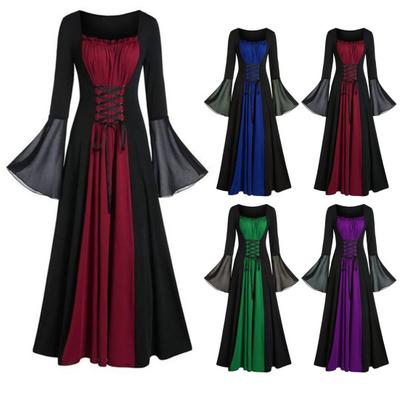 Женское придворное платье с квадратным воротником и узкой талией, расклешенный пуловер с длинными рукавами, винтажное платье в готическом стиле, вечернее женское платье во дворце, в средневековом стиле