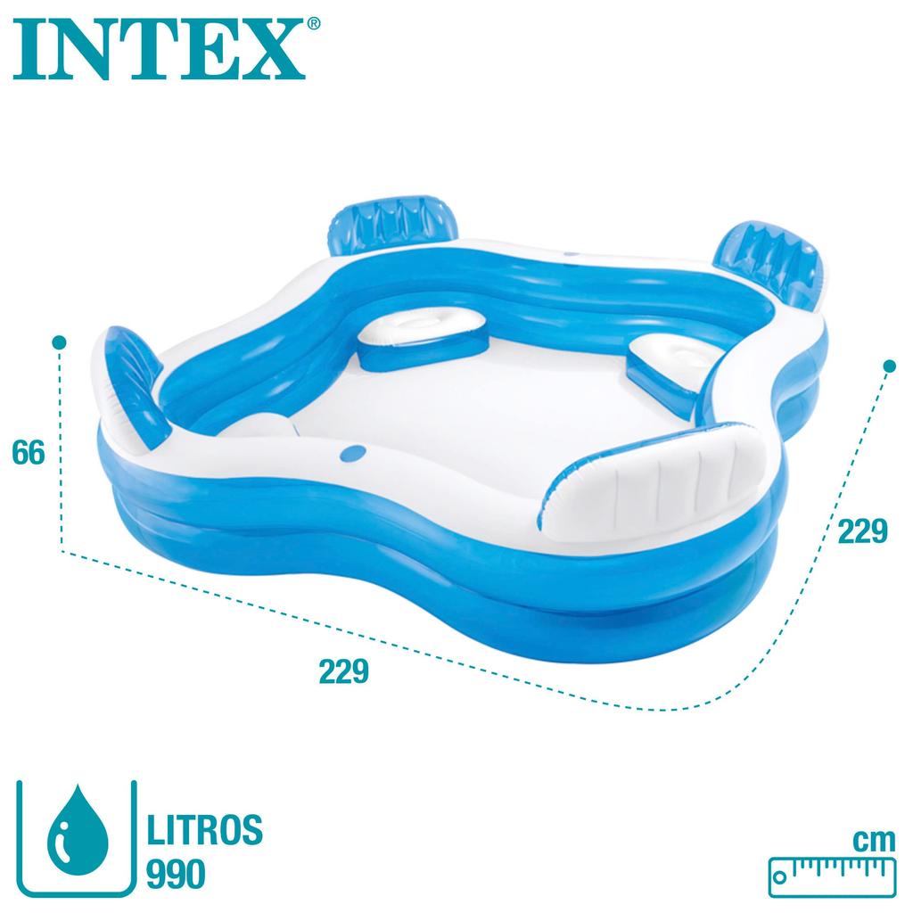 Надувной бассейн INTEX Swim Center Family Lounge, квадратный, разноцветный, 229 x 229 x 66 см, 56475 [Официальный японский продукт]