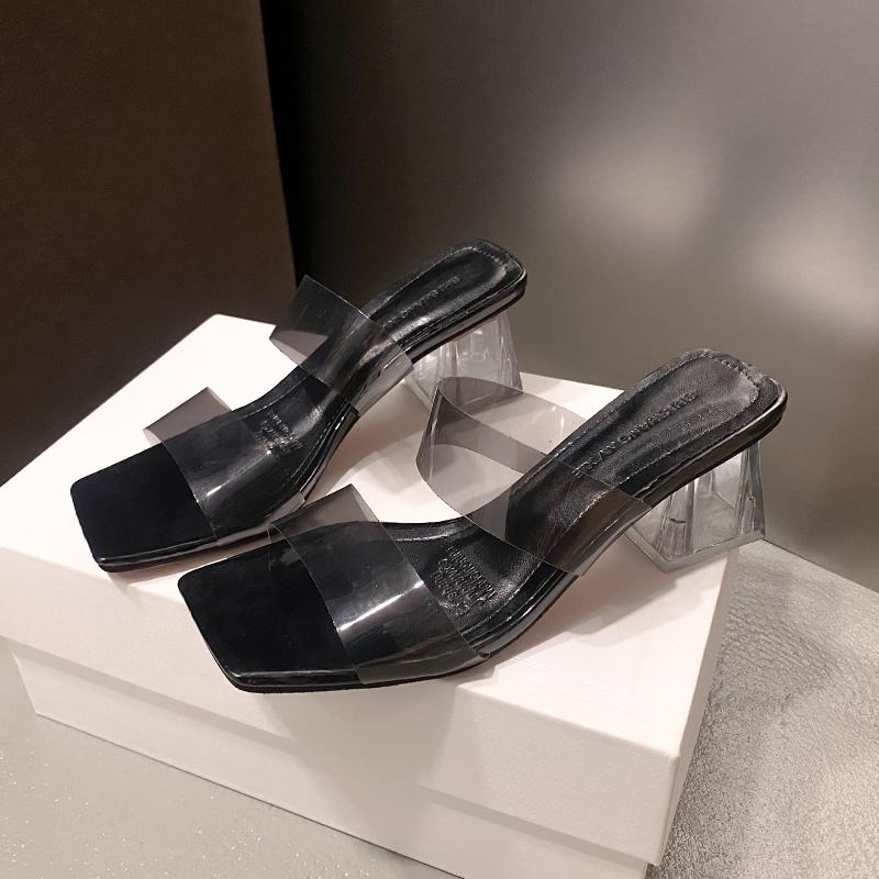 Fashion 2025New Summer Women's Pump Sandals PVC Jelly Slippers Open Toe High Heels Women's Plexiglass Slippers Heels Transparent Sandals