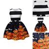 Smiling Pumpkin Print Girl Dress With Ruffle Aline For Toddlers
