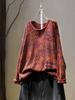 Johnature Vintage Print Loose Casual O-Neck Sweater Woman Winter Niche Long Sleeves Retro Personality Sweaters