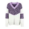 Женский пуловер с длинными рукавами, однотонный, пэчворк, леопардовый принт, вязаный свитер