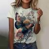 Women's T-Shirt Butterfly Graphic Print Summer Short Sleeve Casual Tops Street Fashion O Neck T-Shirt Oversized Female Clothing