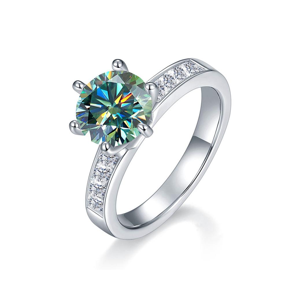 Vinregem Классическое кольцо из 100% стерлингового серебра 925 пробы с бриллиантами круглой огранки 6,5 мм 1CT 3EX VVS1 D Цвет настоящий муассанит с бриллиантами 2 шт. Свадебные помолвочные украшения