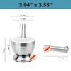 18/8 Stainless Steel Mortar and Pestle Spice Grinder with Silicone Dust Cover, Anti Slip Base and Comfy Grip - Dishwasher Safe