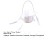 Wedding Flower Girl Basket Satin Bowknot White Basket with Faux Pearl Handle Hand Held Wedding Basket for Ceremony Party Decor