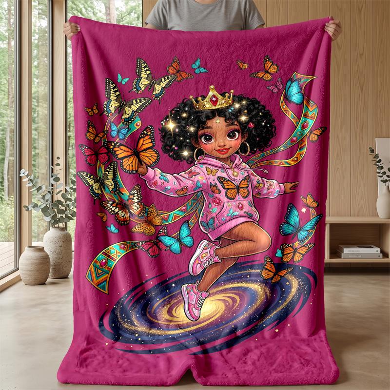Butterfly Dreams in Pastel blanket Personalized Name Flannel Blanket Soft Cozy Plush Throw for Sofa Bed Lightweight Home Decor