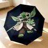 Baby Yoda Art 8 Ribs 3Fold Black Glue Uv Protection Umbrella Sun Protection Rainproof Compact Folding Umbrella For Travel Daily Use C923436