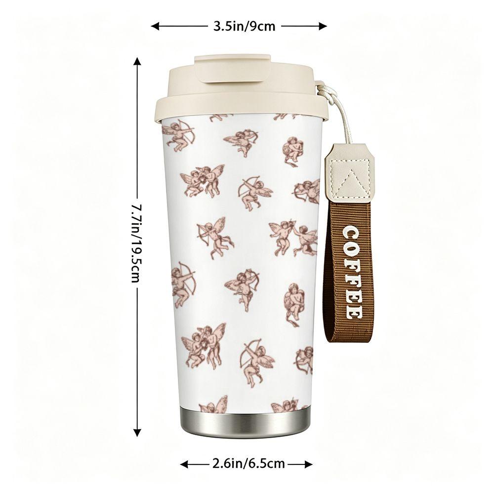 Vintage Cupid Pattern Insulated Coffee Tumbler Stainless Steel Vacuum Thermal Mug Leakproof Travel Cup for Tea Hot Cold Drinks