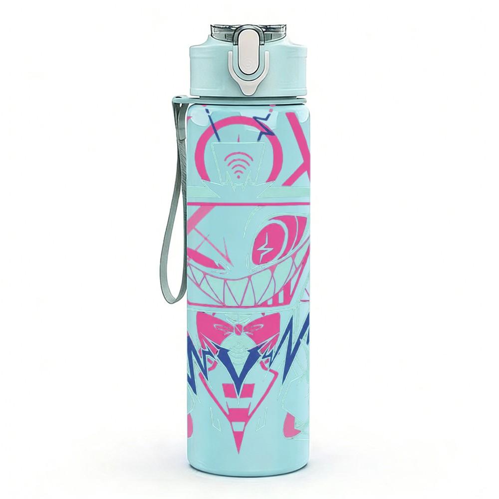 1PC Colorful Graphic 750ml sports water bottle leakproof straw lid outdoor office home