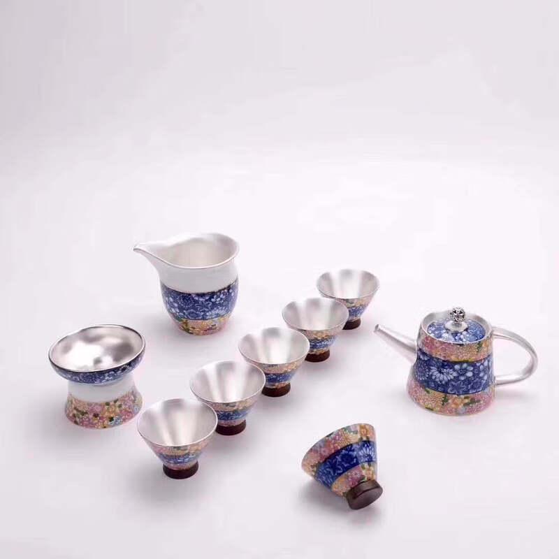 Cha Xun Gilded Silver Kung Fu Tea Set