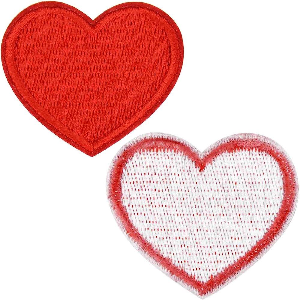 Red Iron On Heart Patches for Clothing Heart Shape Embroidered Pattern Patches  Backpacks
