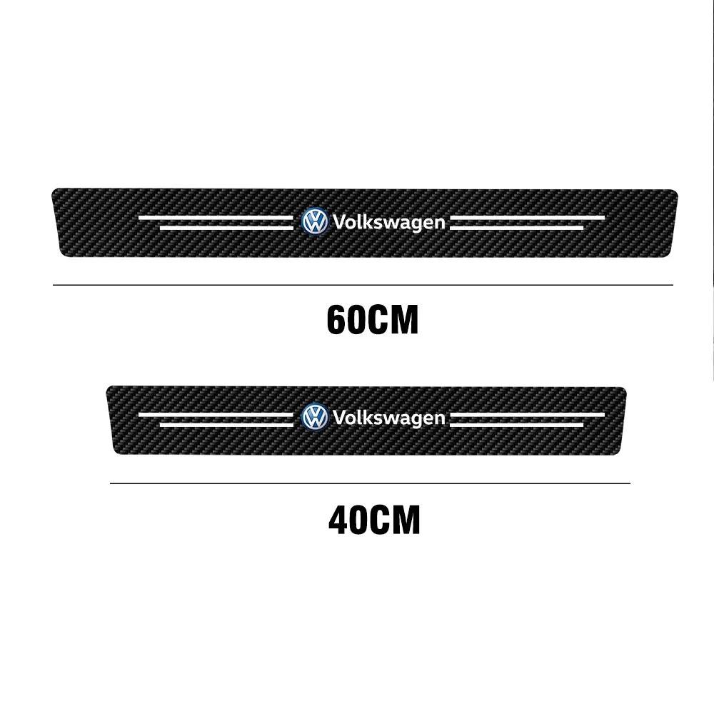 4Pcs Leather Carbon Fiber Car Door Sill Protector Strip Stickers for Volkswagen VW GTI R Line R32 Touareg MK7 Passat Polo JettaNI9