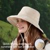 Wide Brim Sun Hat for Men Women UV Sun Protection Bucket Hat Waterproof Ponytail Beach Hat for Fishing Camping Hiking Gardening