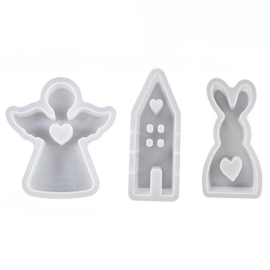 Силиконовая форма для дома в форме сердца, большой маленький кролик, форма для литья ангелов, сделай сам, пасхальный кролик, смоляная форма, домашний декор