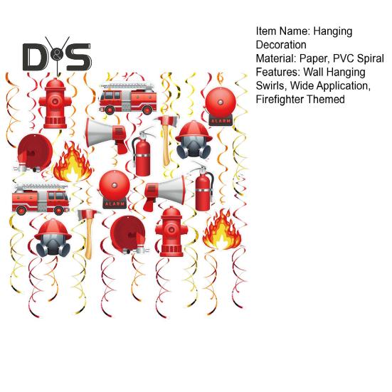 1 комплект подвесных вихревых украшений в виде пожарной машины, сувениры для вечеринки в стиле пожарного, потолочный декор, подвесные вихри для вечеринки в стиле пожарного, дня рождения, детского душа