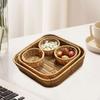 Woven Fruit Basket Imitation Rattan Bread Nuts Storage Platter, Serving for Home
