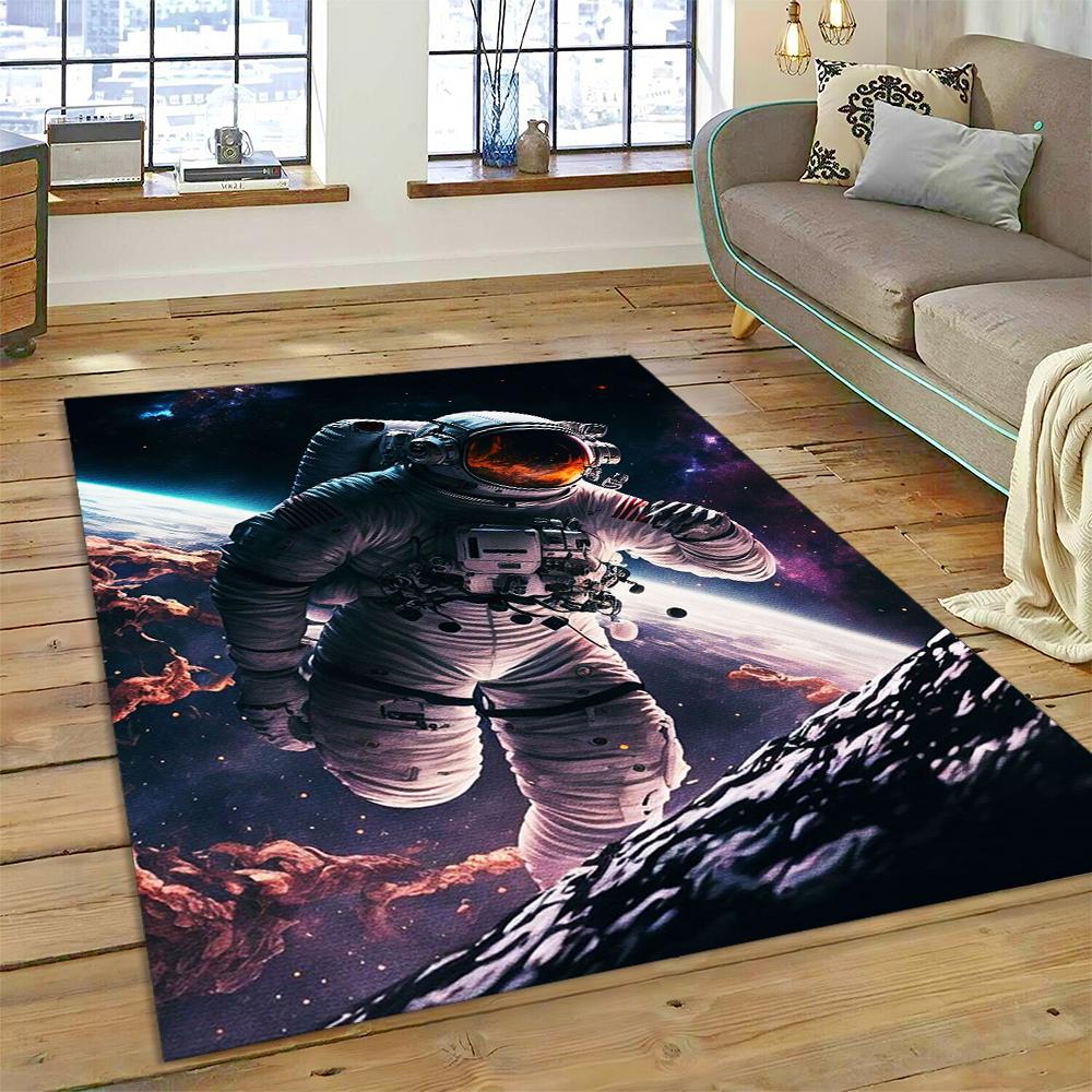 Outer Space Astronaut Universe Spaceman Cartoon Carpet Rug for Home Living Room Bedroom Sofa Doormat Decor,Kid Area Rug Non-slip